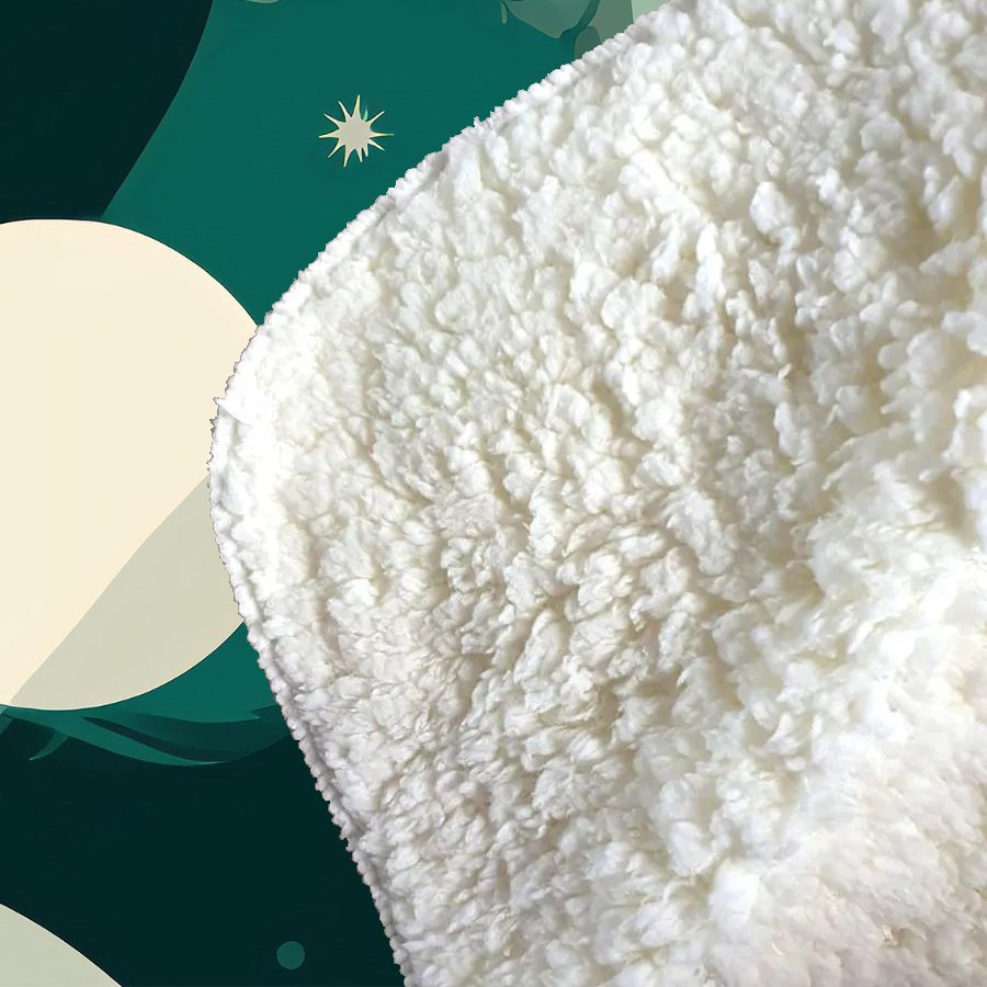 Abstact Green Cream Moon and Stars Sherpa Blanket