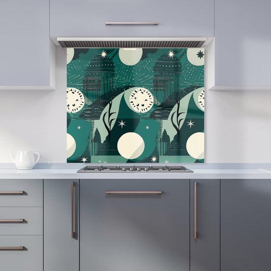 Abstact Green Cream Moon and Stars Kitchen Splashback