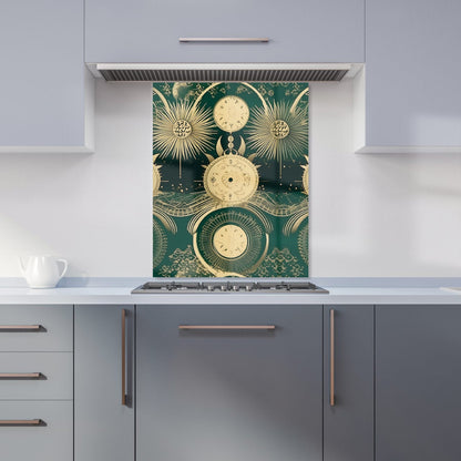 Green Moon and Sun Abstract Pattern Kitchen Splashback
