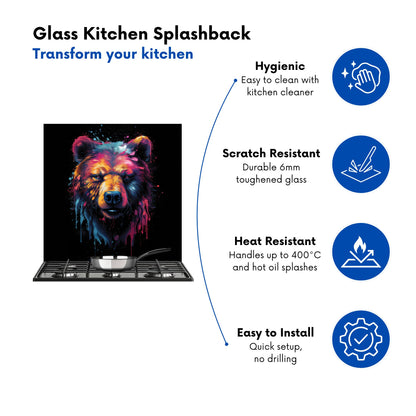 Splashart Bear Face Kitchen Splashback