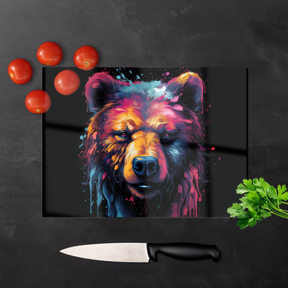 Splashart Bear Face Glass Chopping Board