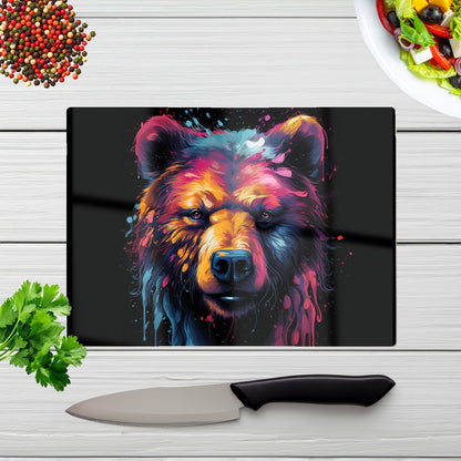 Splashart Bear Face Glass Chopping Board