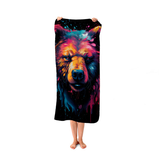Splashart Bear Face Beach Towel