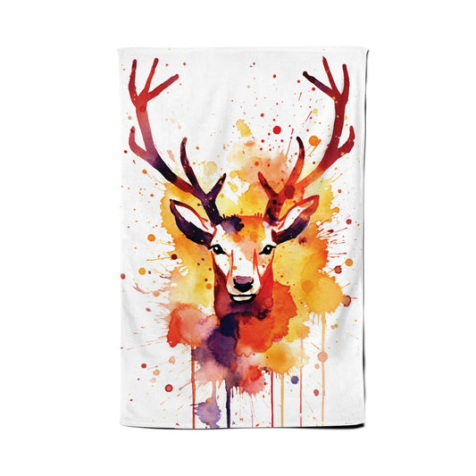 Watercolour Stag Face Tea Towel