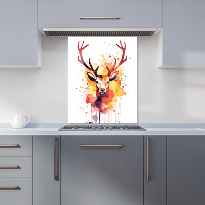 Watercolour Stag Face Kitchen Splashback