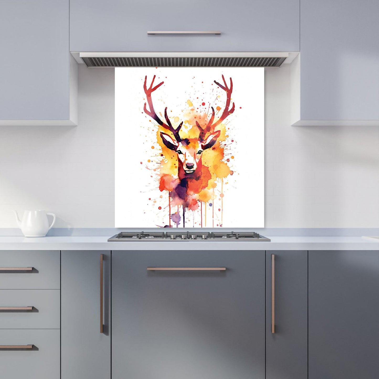 Watercolour Stag Face Kitchen Splashback