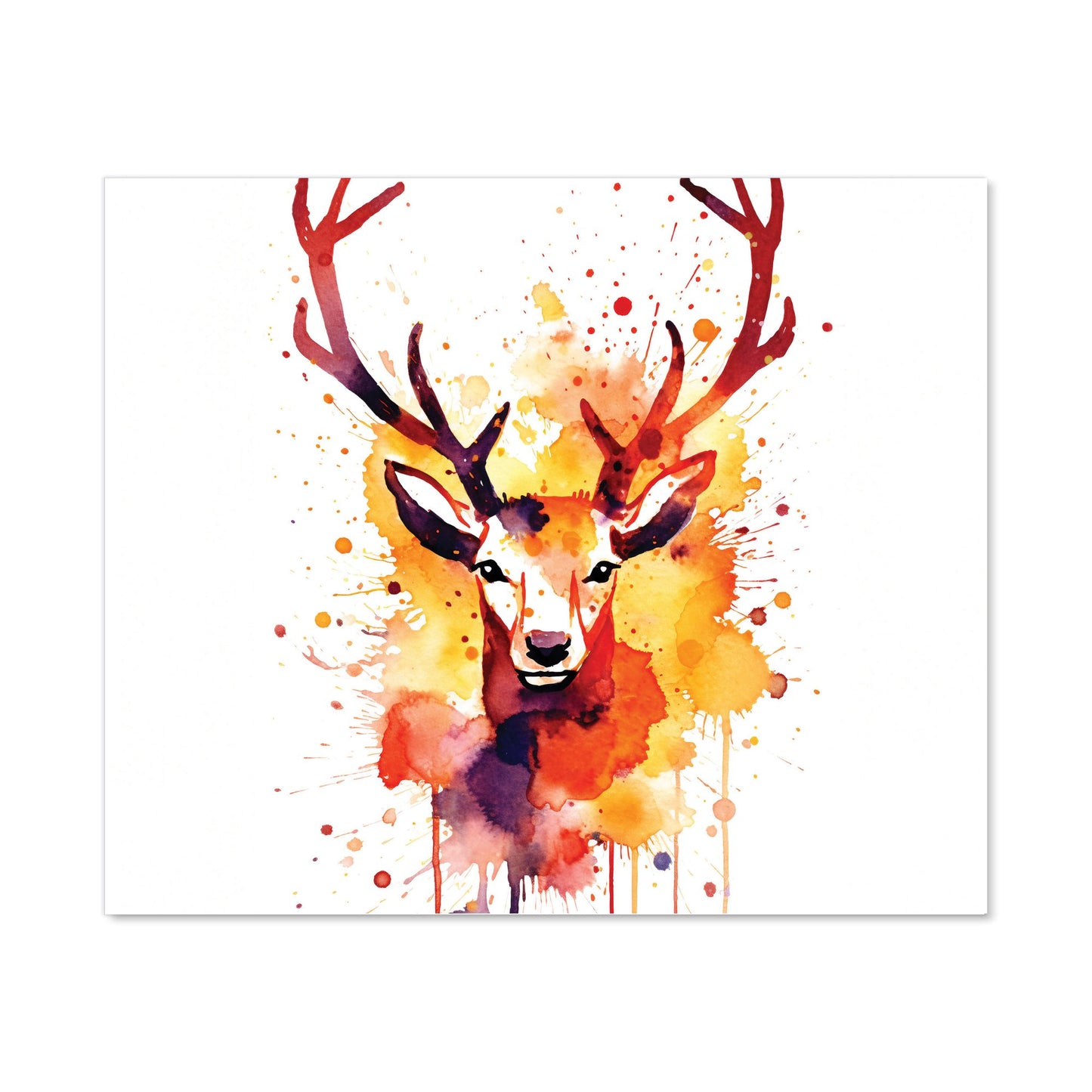 Watercolour Stag Face Kitchen Splashback