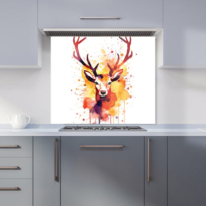 Watercolour Stag Face Kitchen Splashback