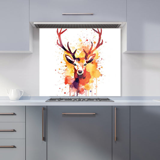 Watercolour Stag Face Kitchen Splashback