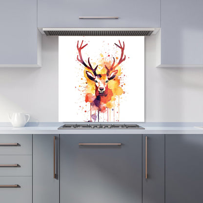 Watercolour Stag Face Kitchen Splashback