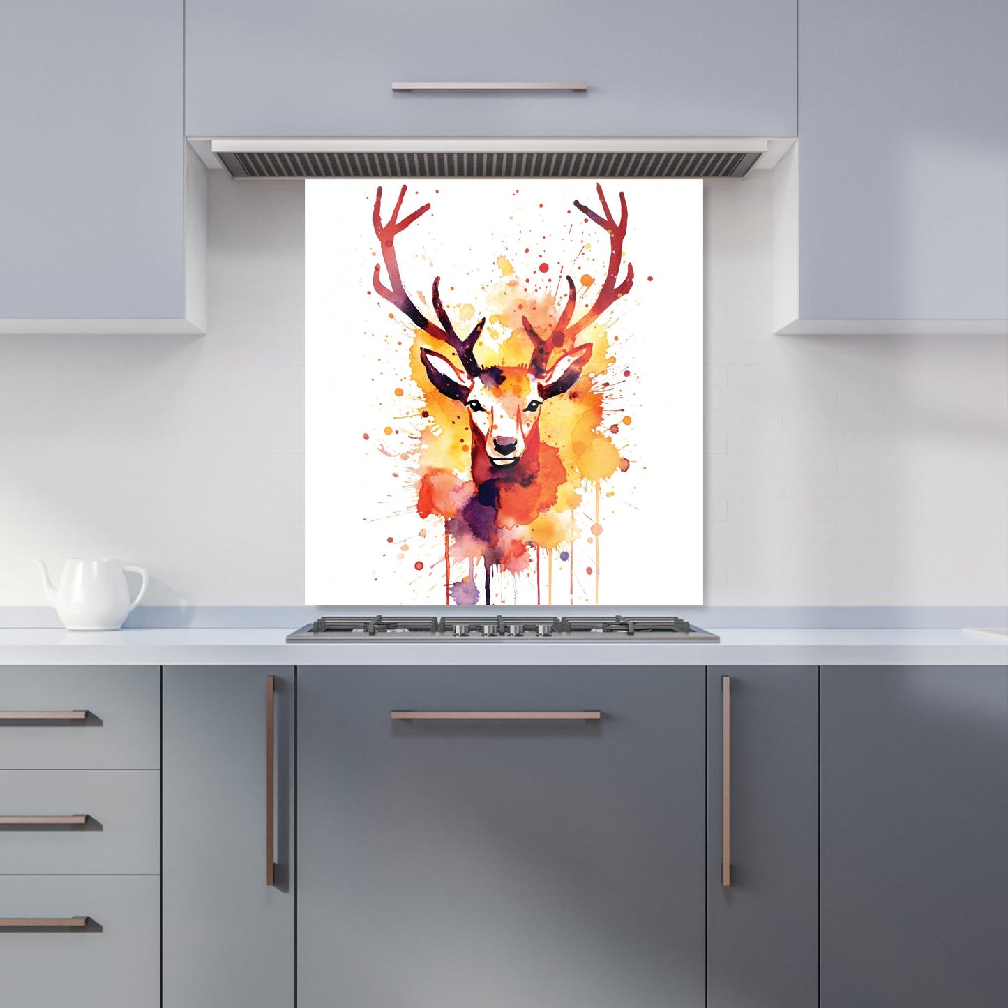 Watercolour Stag Face Kitchen Splashback