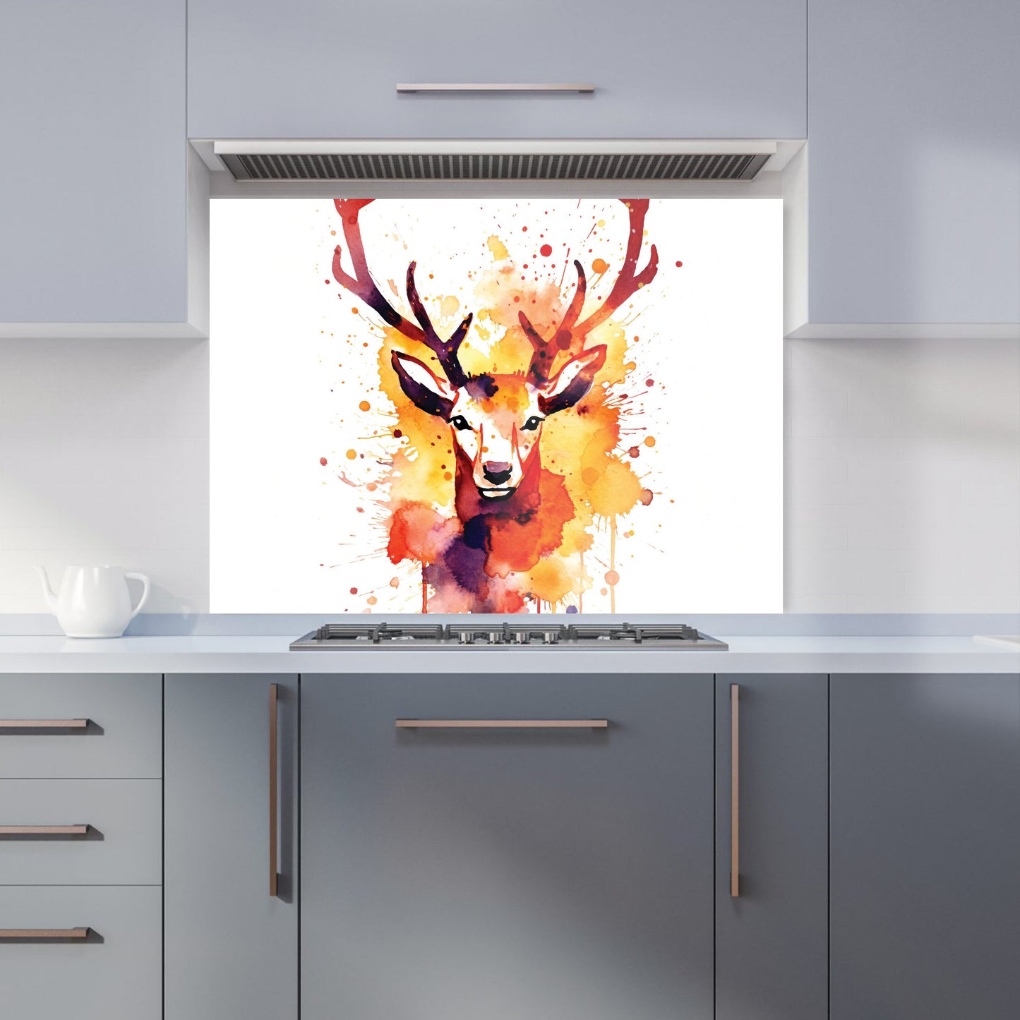 Watercolour Stag Face Kitchen Splashback