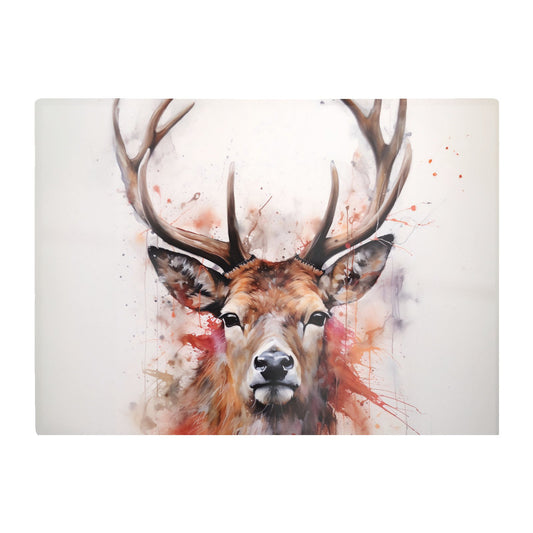 Watercolour Splashart Stag Face Glass Chopping Board