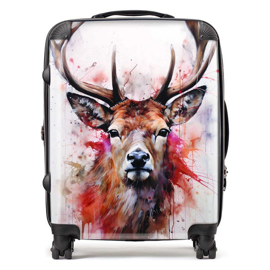 Watercolour Splashart Stag Face Suitcase