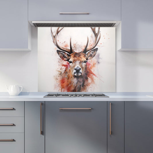 Watercolour Splashart Stag Face Kitchen Splashback