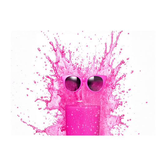 Pink Splashart Glass With Glasses Glass Chopping Board
