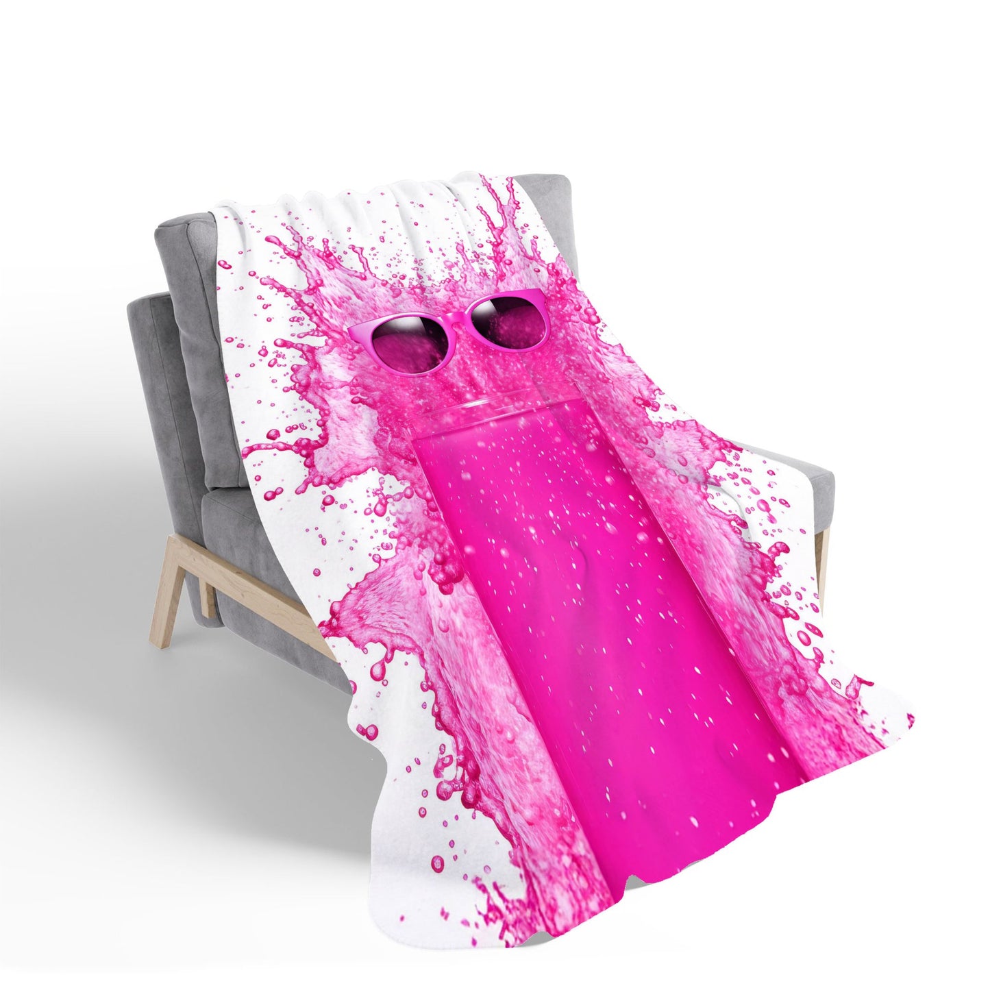 Pink Splashart Glass With Glasses Sherpa Blanket