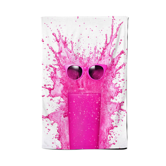 Pink Splashart Glass With Glasses Tea Towel