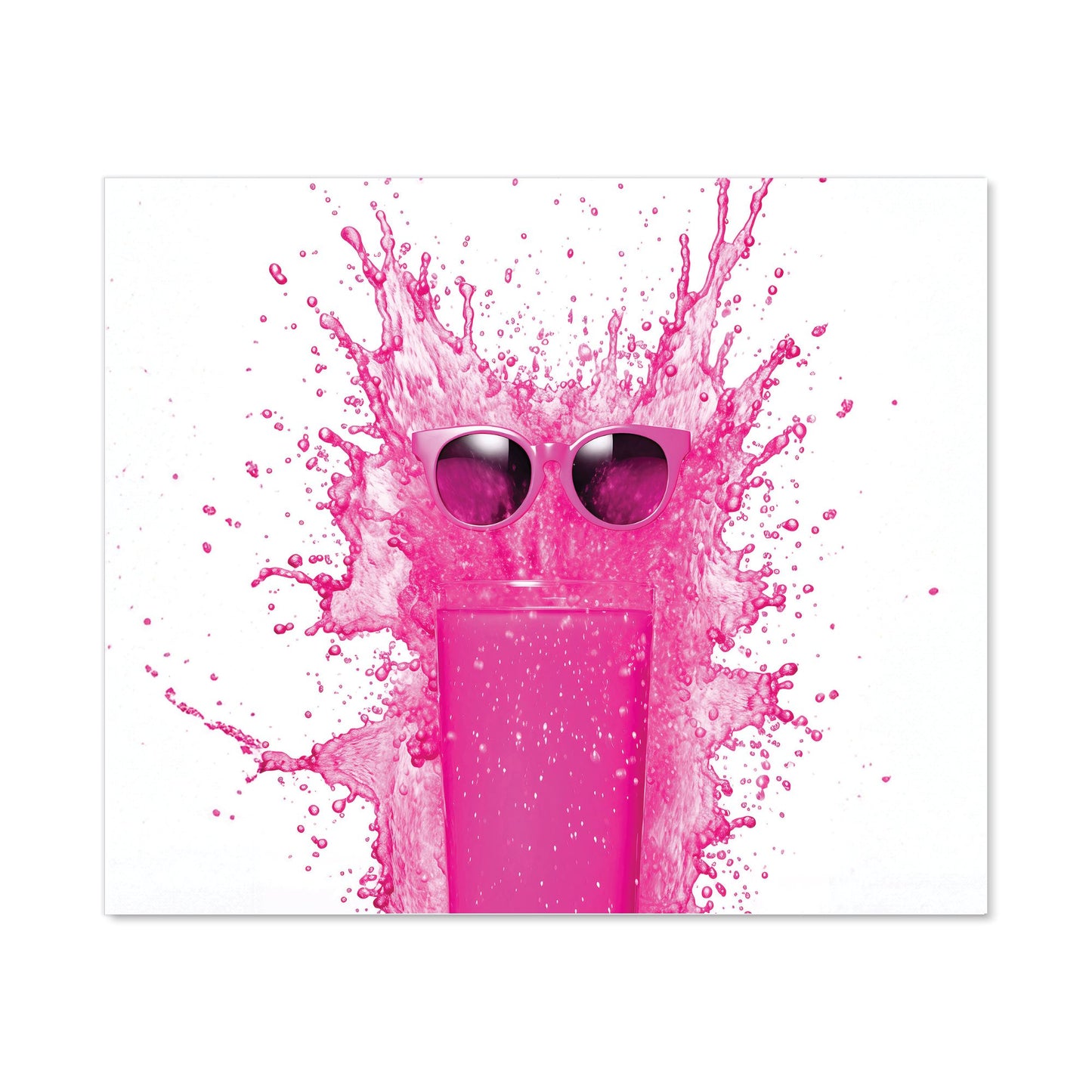 Pink Splashart Glass With Glasses Kitchen Splashback