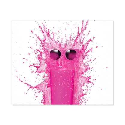 Pink Splashart Glass With Glasses Kitchen Splashback