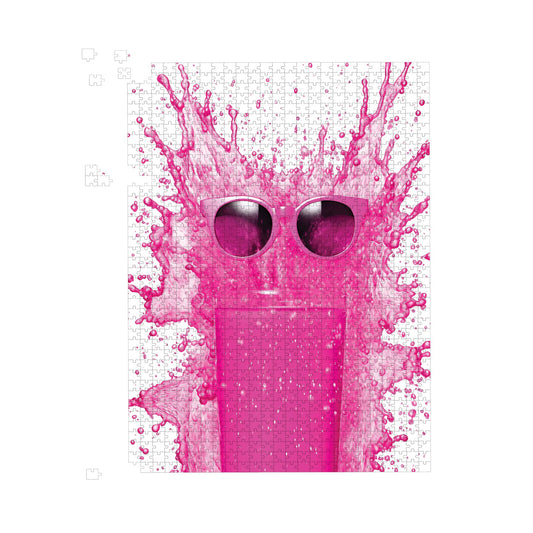 Pink Splashart Glass With Glasses Jigsaw Puzzle