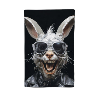 Funky Rabbit Face With Glasses Tea Towel