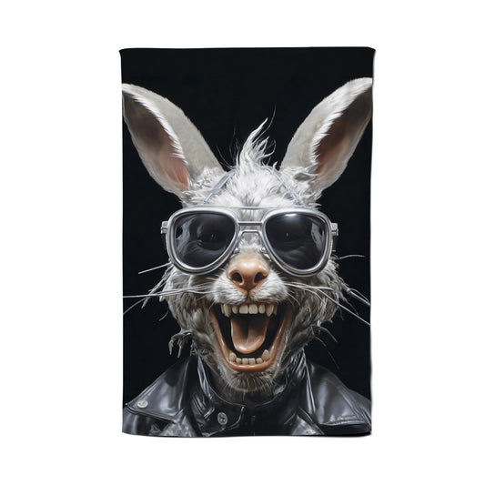 Funky Rabbit Face With Glasses Tea Towel
