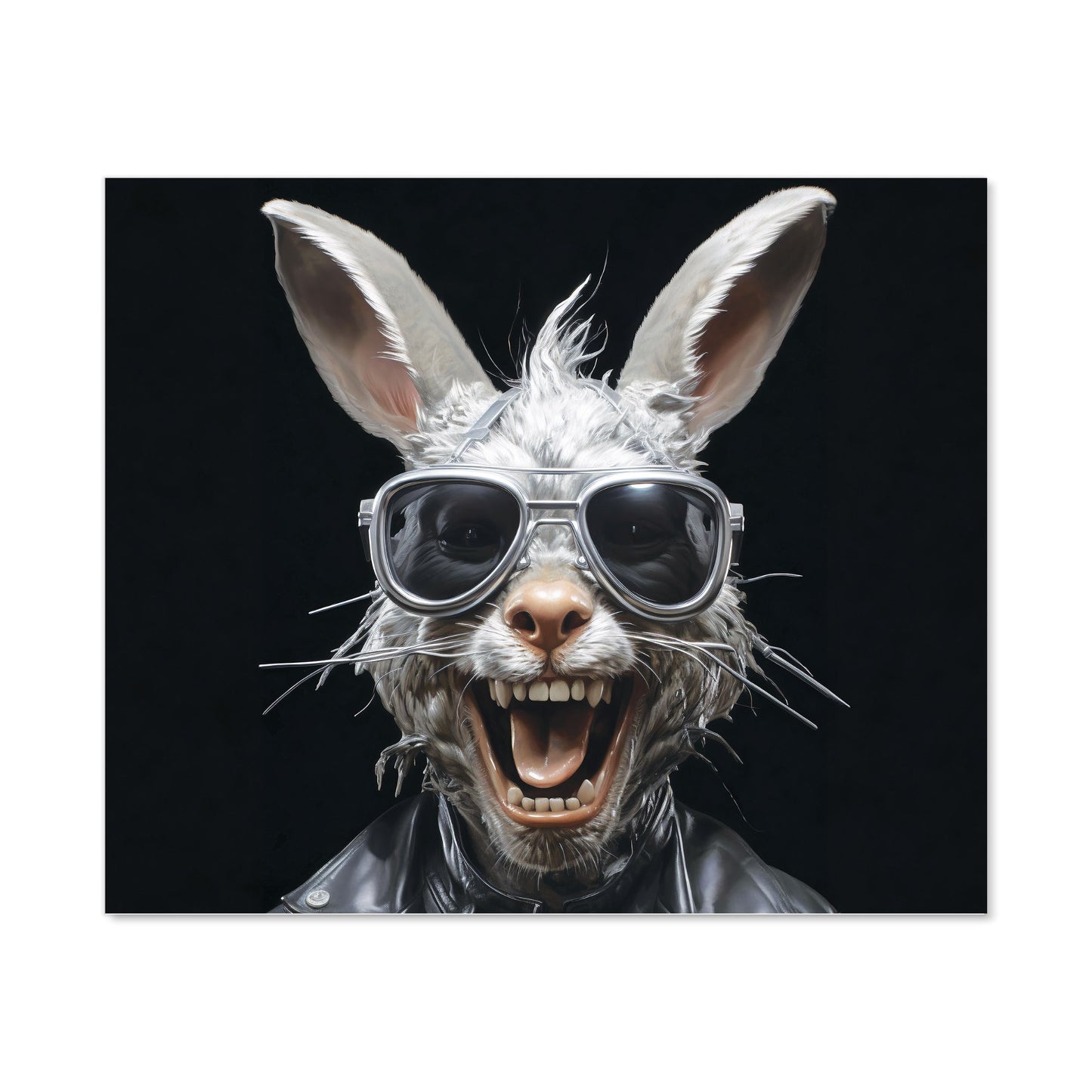 Funky Rabbit Face With Glasses Kitchen Splashback
