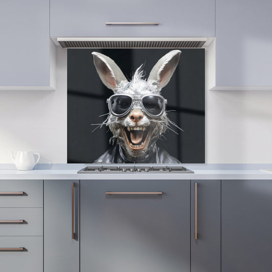 Funky Rabbit Face With Glasses Kitchen Splashback