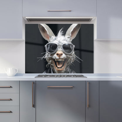 Funky Rabbit Face With Glasses Kitchen Splashback