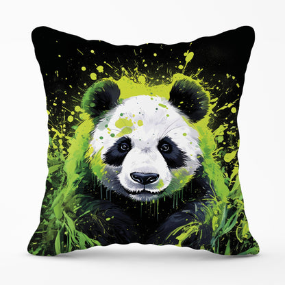 Green Splashart Panda Face Cushions