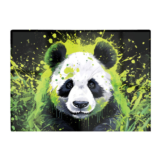 Green Splashart Panda Face Glass Chopping Board