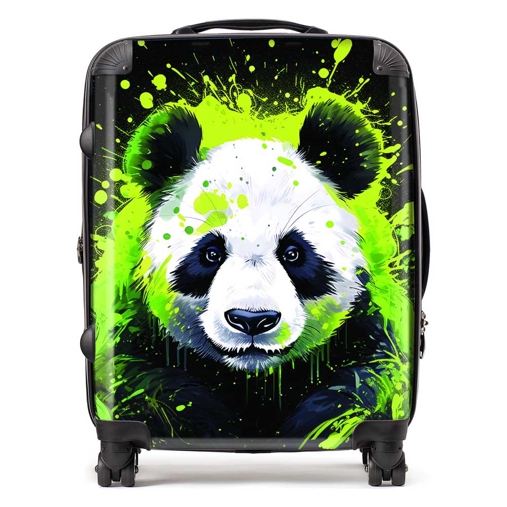 Green Splashart Panda Face Suitcase