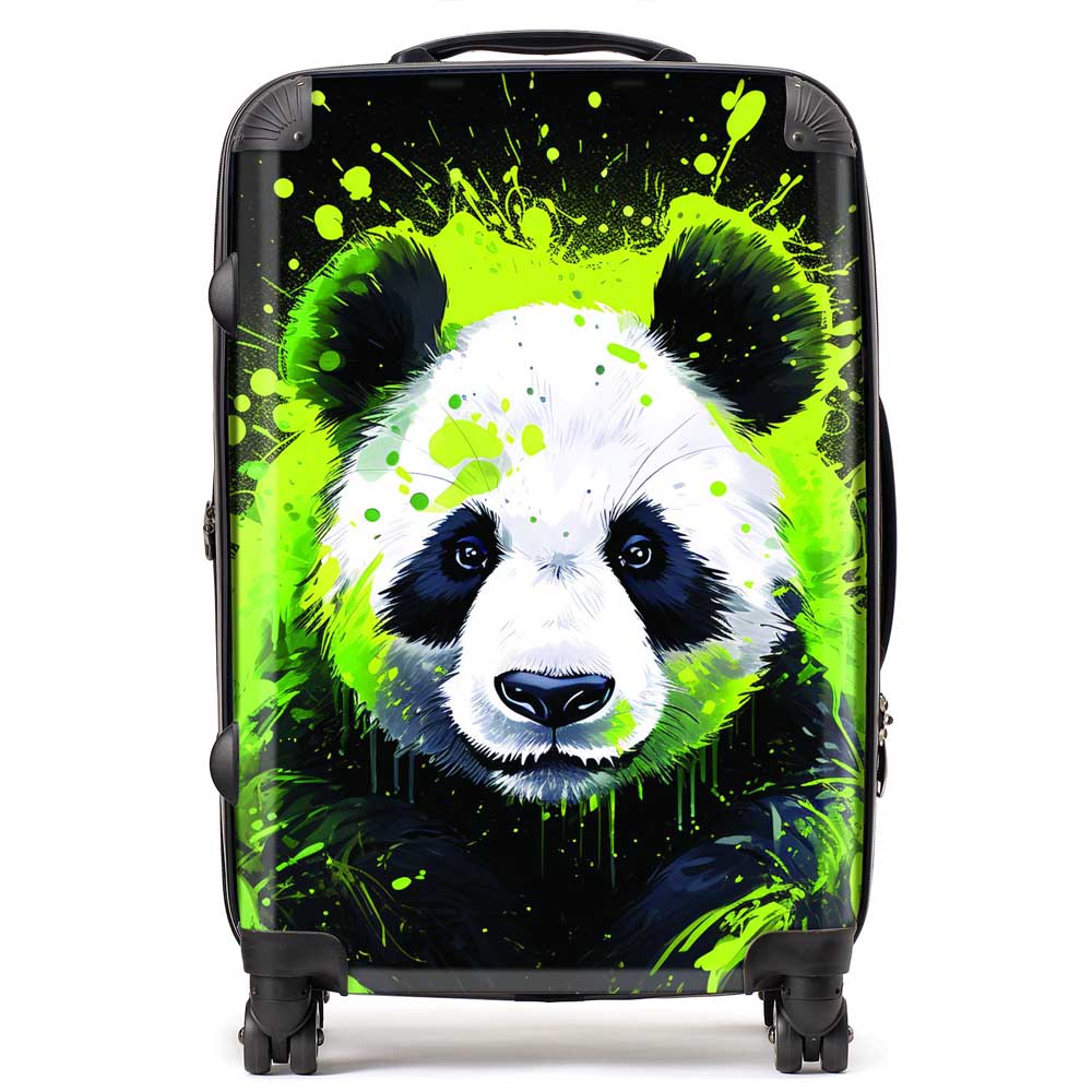 Green Splashart Panda Face Suitcase