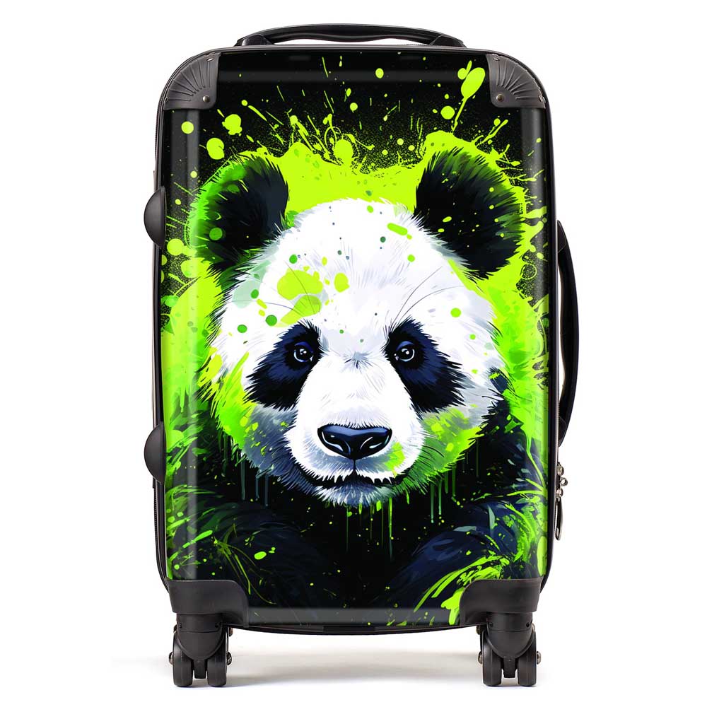 Green Splashart Panda Face Suitcase