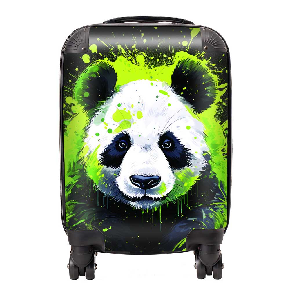 Green Splashart Panda Face Suitcase