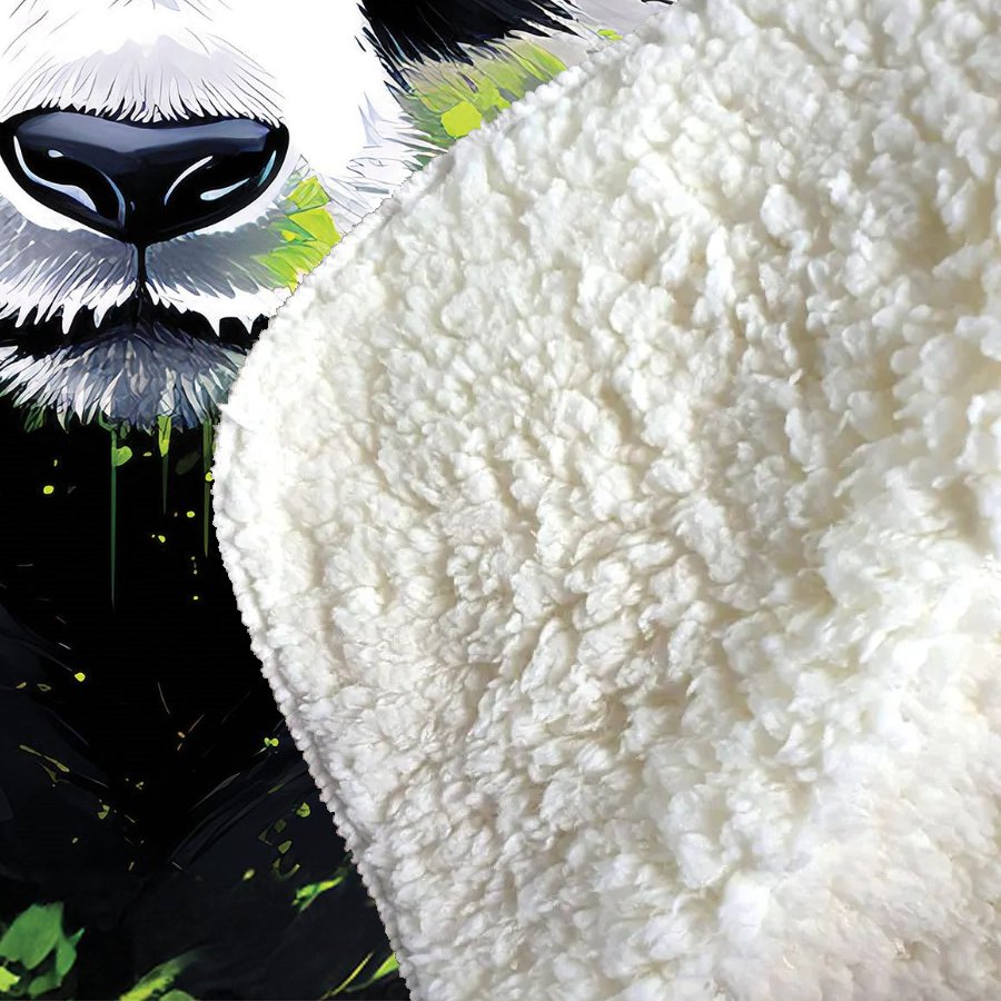 Green Splashart Panda Face Sherpa Blanket