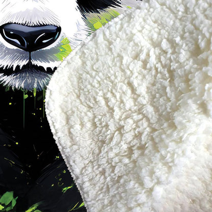 Green Splashart Panda Face Sherpa Blanket