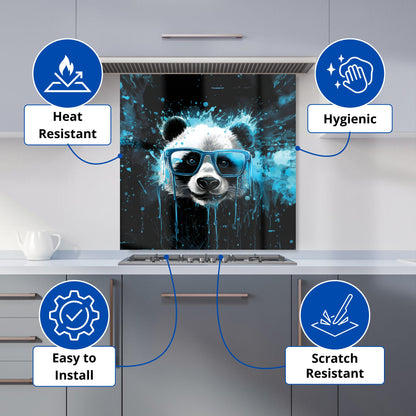 Blue Splashart Panda Face Kitchen Splashback