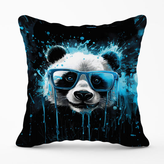Blue Splashart Panda Face Cushions