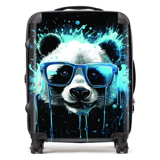 Blue Splashart Panda Face Suitcase