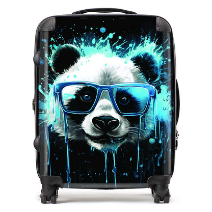 Blue Splashart Panda Face Suitcase