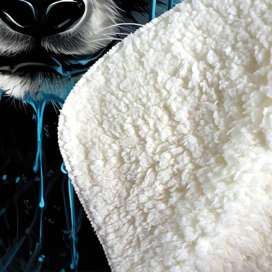 Blue Splashart Panda Face Sherpa Blanket