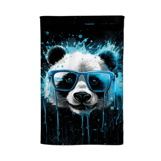 Blue Splashart Panda Face Tea Towel