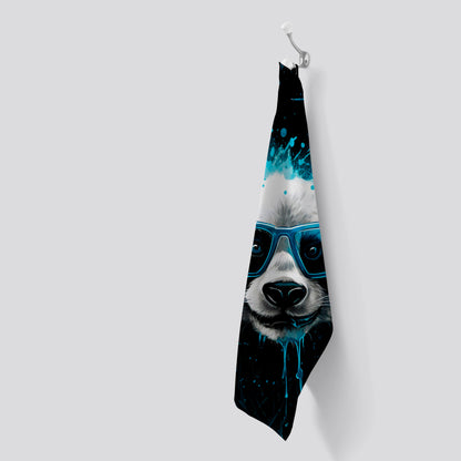 Blue Splashart Panda Face Tea Towel