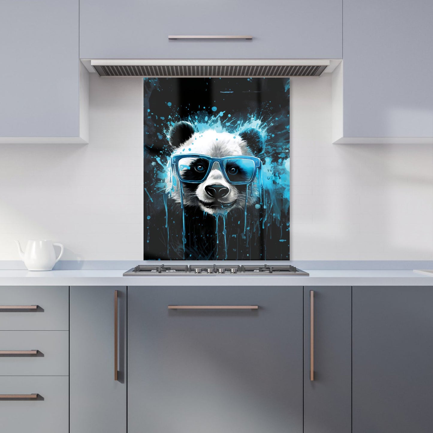 Blue Splashart Panda Face Kitchen Splashback
