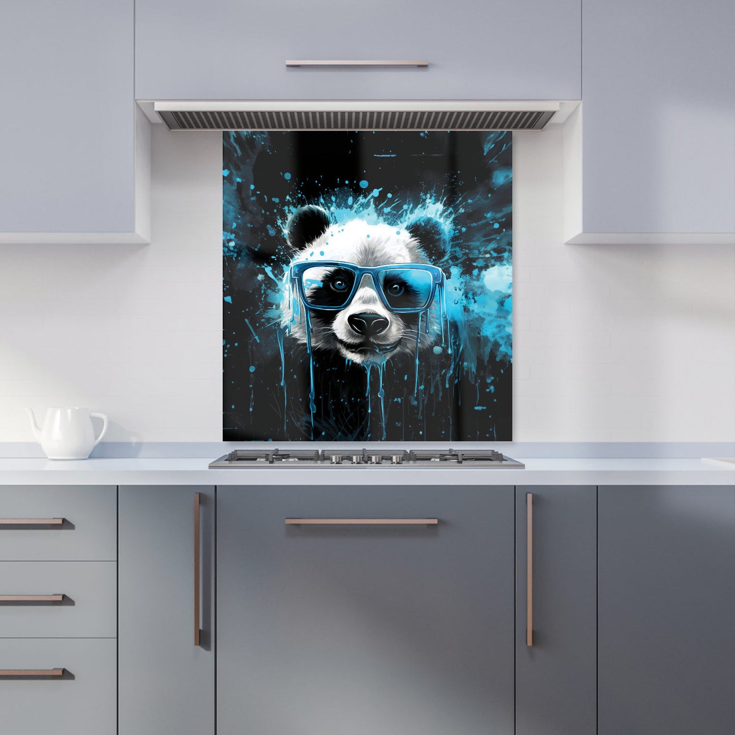 Blue Splashart Panda Face Kitchen Splashback