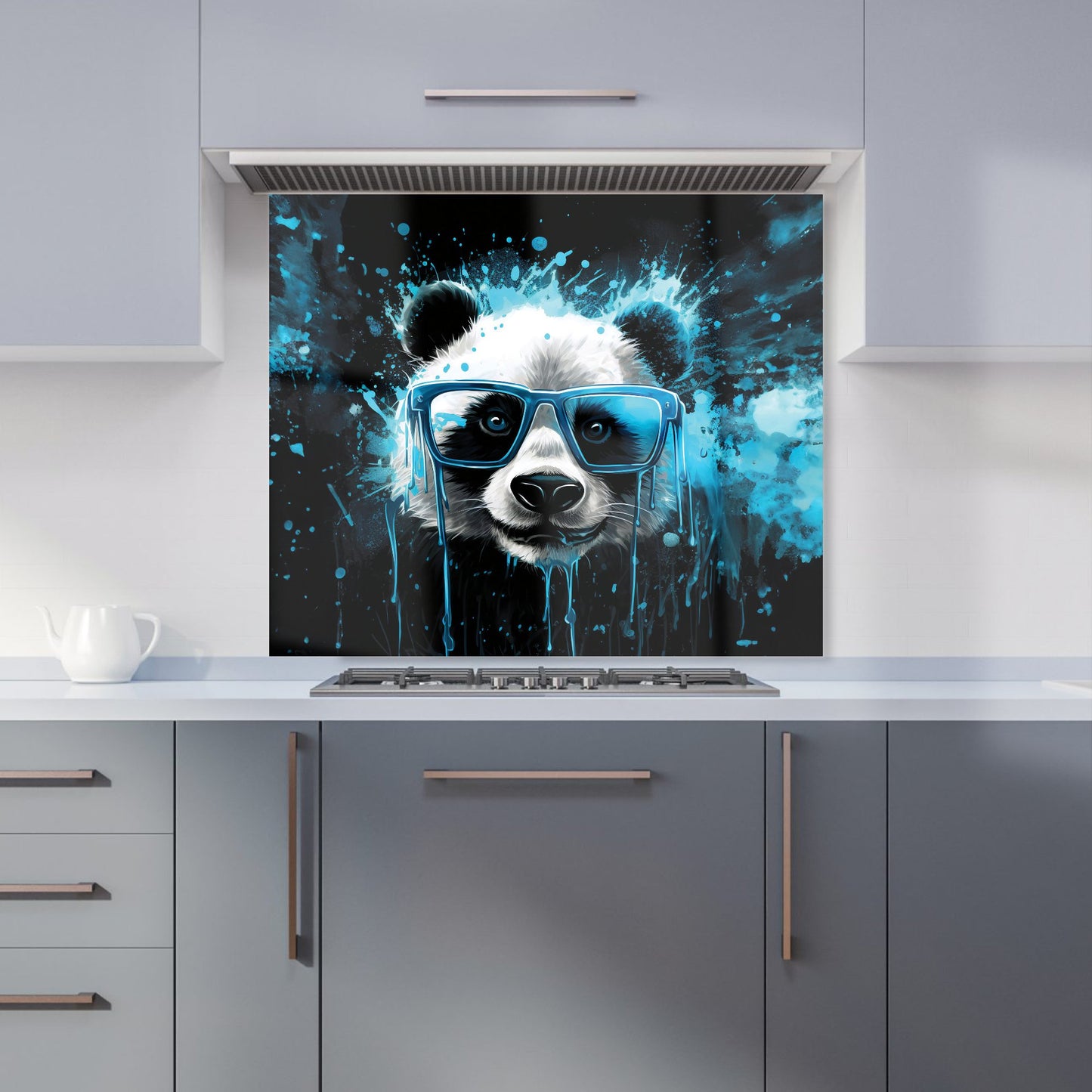 Blue Splashart Panda Face Kitchen Splashback