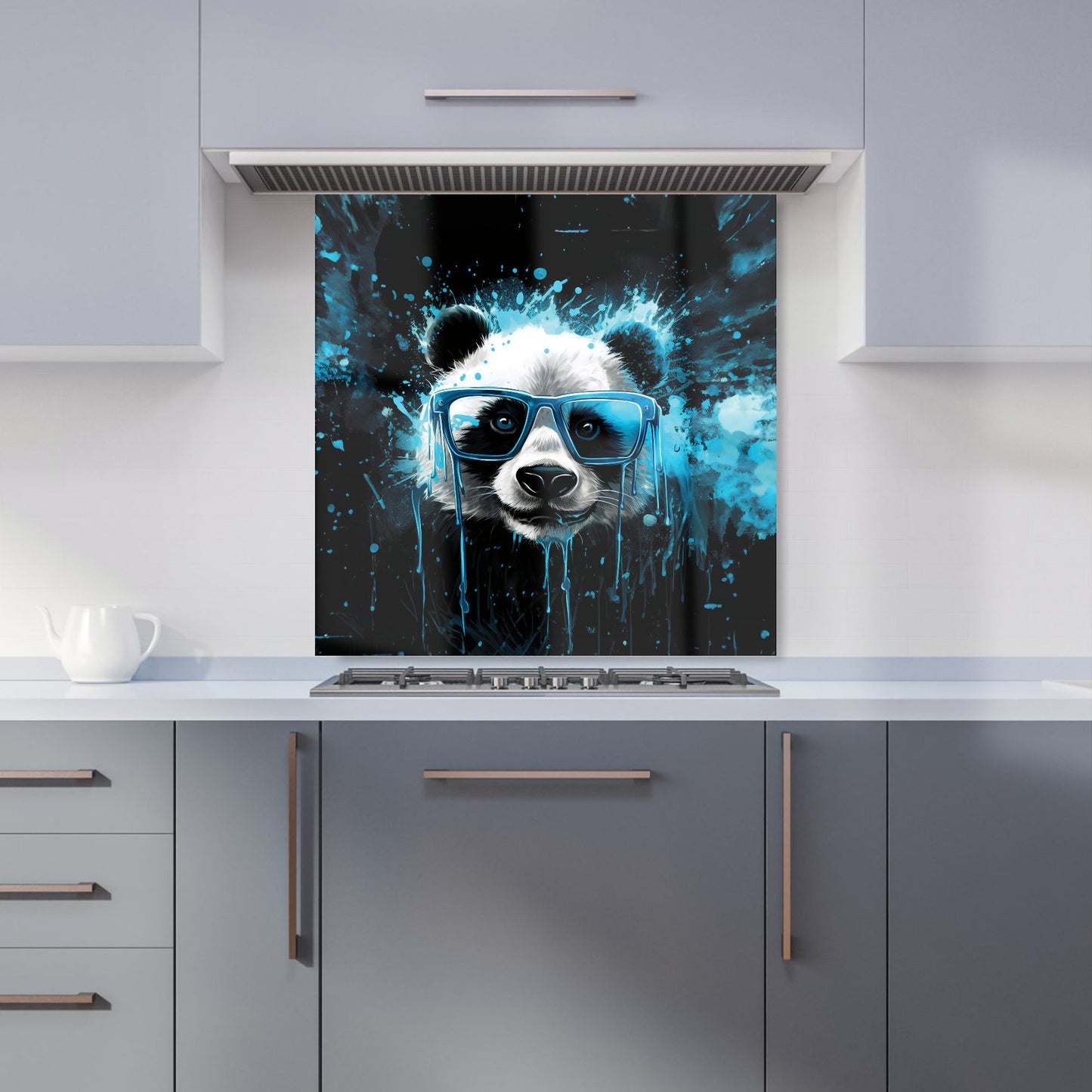 Blue Splashart Panda Face Kitchen Splashback