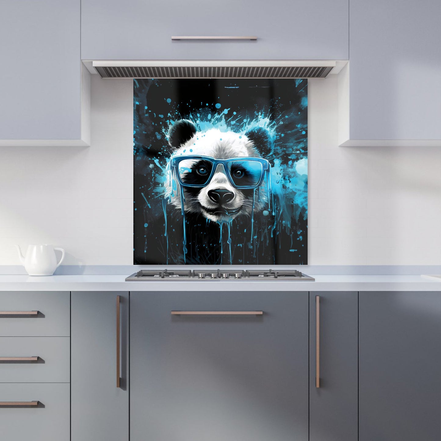 Blue Splashart Panda Face Kitchen Splashback
